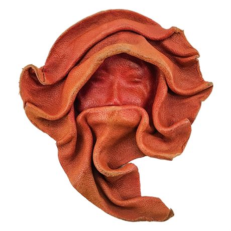 Vintage Handmade Molded Leather Goddess Face Scarf Brooch
