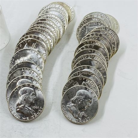 $19 BU 1961 Franklin Half Dollars