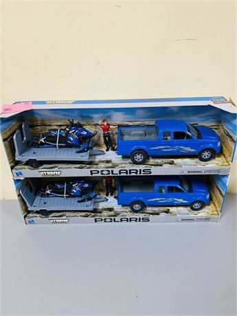 2 Polaris Xtreme Adventures Snowmobile + Truck Sets