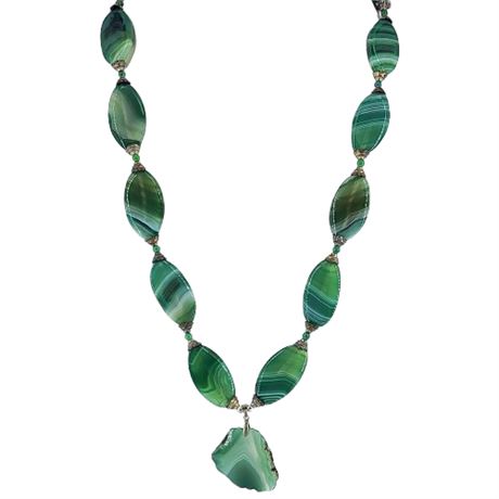 Vintage Dyed Green Agate Statement Necklace