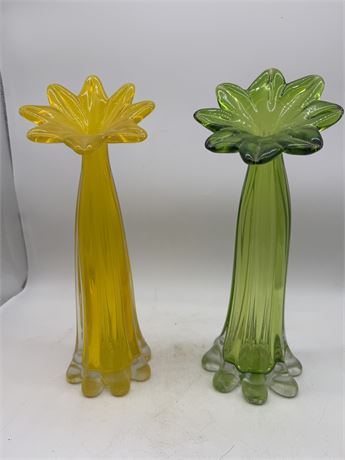 2 Crystal Glass Vases