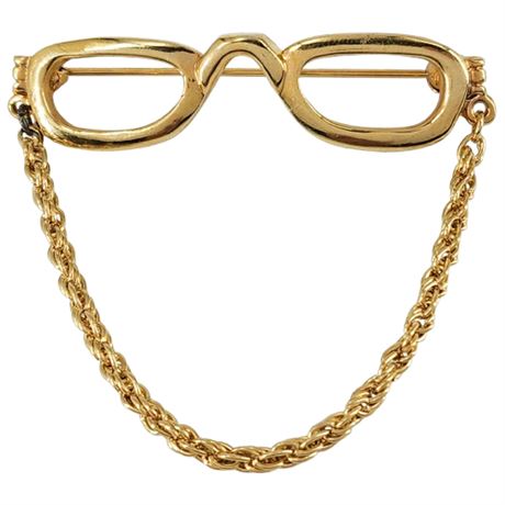 Vintage Reading Glasses w/ Chain Brooch