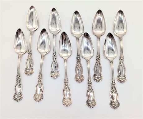 Set 10 Wm. Rogers & Son Silver Plated Flowers Spoons Marked