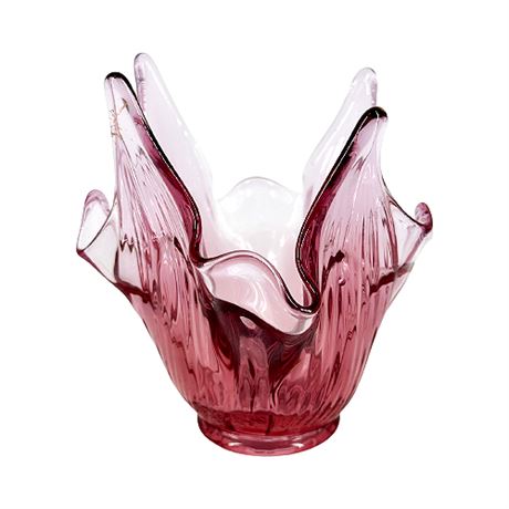 Fenton Rose Pink Handkerchief Vase