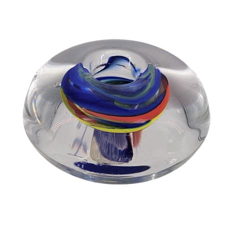 EH Glass Paperweight / Candle Holder