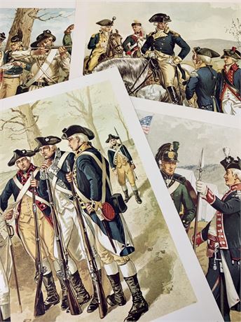 c1950s Complete Set of 4 American Military Penn Prints Lithographs