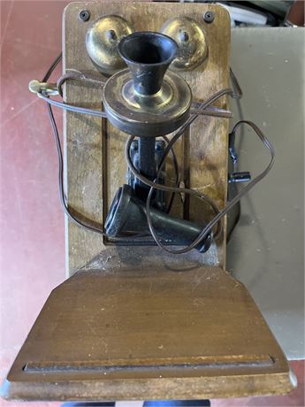 Vintage wooden old style wall phone