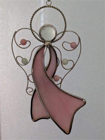Stained Glass Style Pink Breast Cancer Awareness Suncatcher