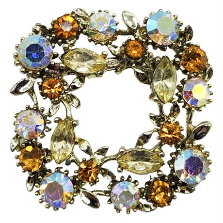 Vintage Aurora Borealis Rhinestone Brooch