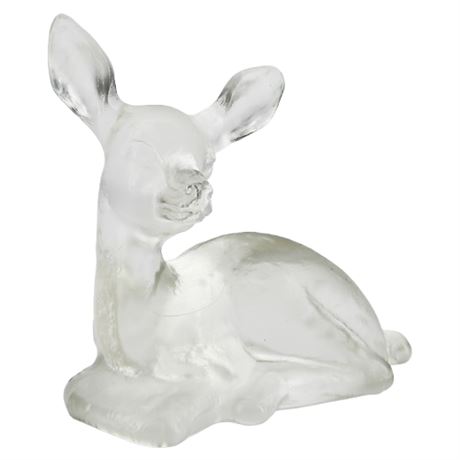 Vintage 1982 Fenton Unmarked Sample Clear Glass Fawn Figurine