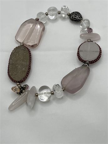 Silpada sterling druzy pink stretch bracelet