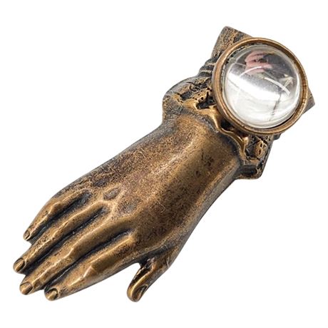 Vintage Victorian Revival Brass Hand Brooch