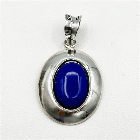 Vintage Marsala Sterling Silver & Faux Lapiz Lazul Pendant