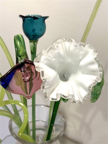 Gorgeous Hand-Blown Glass Bouquet in Vase