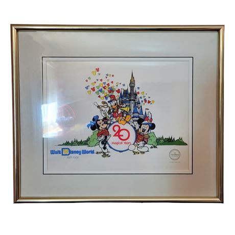 Disney 20th Anniversary Serigraph Cel Mickey Minnie Donald Cinderella Castle