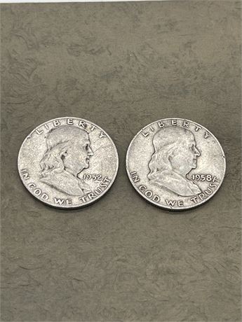 1952 and 1958D Franklin Half Dollars