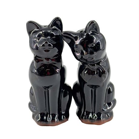 Vintage Redware Cat Salt & Pepper Shakers