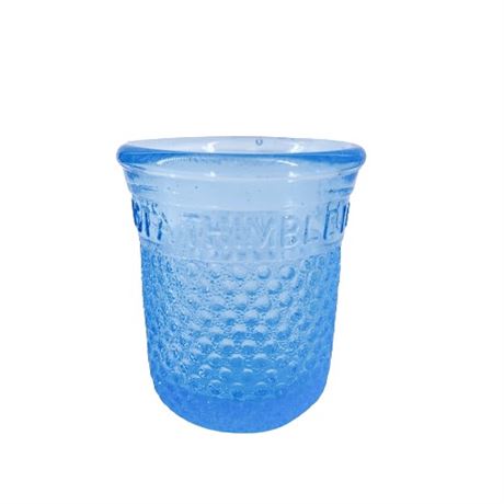 Clear Blue Glass Thimble Shot Glass