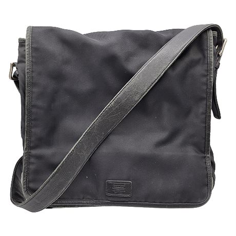 Coach 5109 Messenger Portfolio Bag Black Nylon Leather Trim