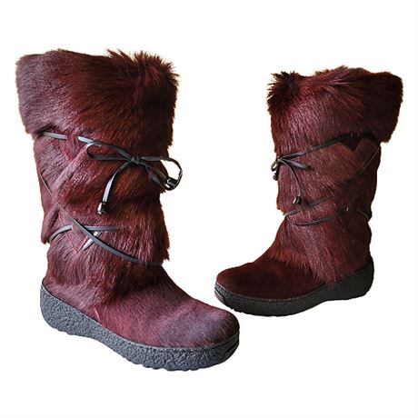 Regina Imports "Anna" Après Ski Bordeaux Fur Yeti Boot