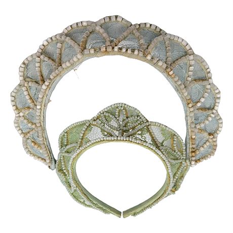 Pair Victorian Lace Bridal Crown Headbands