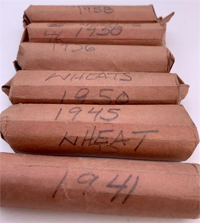 2 pounds of 1941 to 1958 Wheat Pennies Coin Rolls