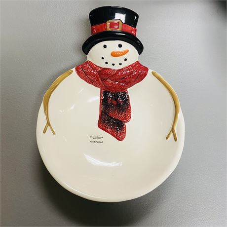 Hand Painted Snowman Dish
