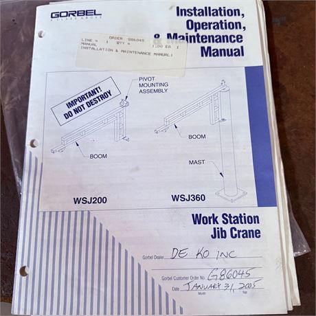 13’ Gorbel Jib Crane - Like New
