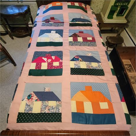 Antique Multi-Pattern House Quilt