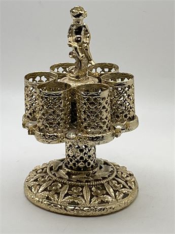 Vintage, Sam Fink pedestal style lipstick holder with cherub finial top