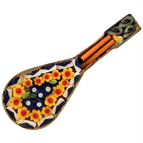 Vintage Italian Micro Mosaic Mandolin Brooch