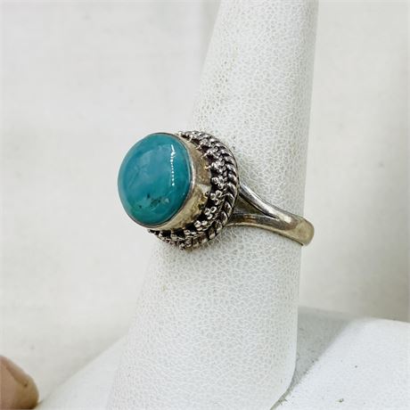 9.1g Sterling Turquoise Ring Size 8