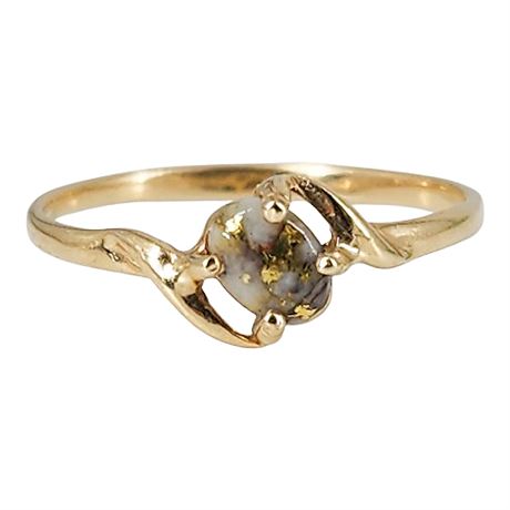 Vintage 14K Gold & Gold Quartz Ring, Sz 7