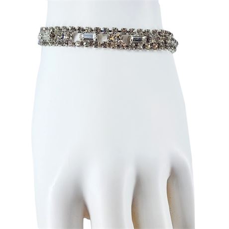 Vintage 3 Row Clear Rhinestone Bracelet