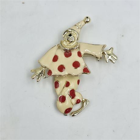 Articulated Enameled Metal Clown Pin