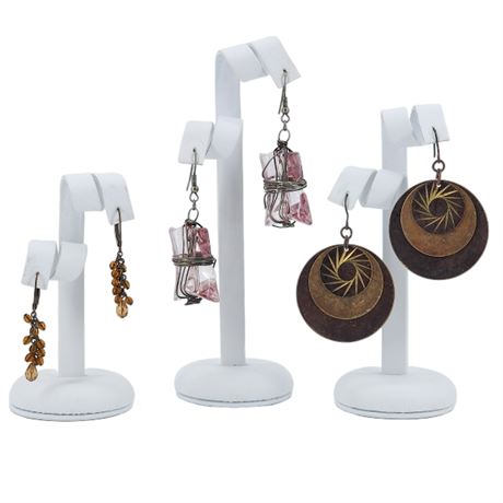 Three Pairs Vtg Bohemian Pierced Earrings