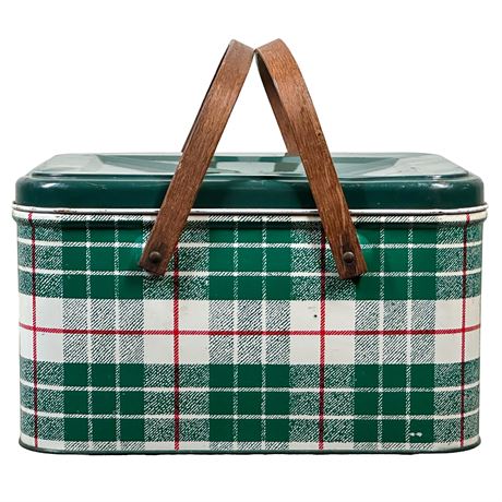 Metal and Wood Plaid Picnic Basket by Colorware