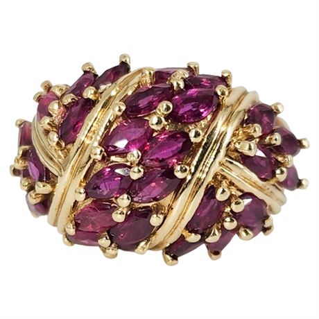 Vintage 10K Gold Ruby Cocktail Ring, Sz 4.75