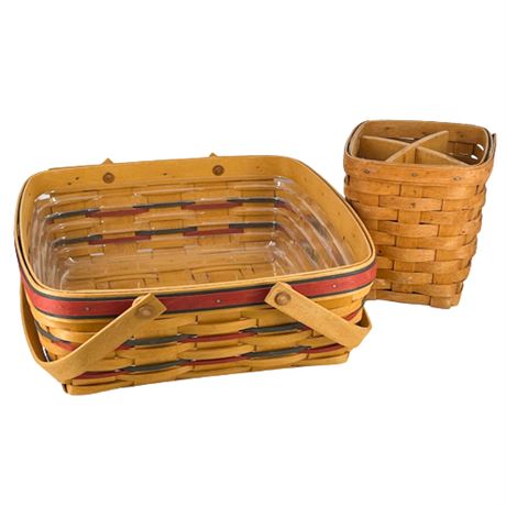 Longaberger All American Pie & Small Spoon (w/ Divider) Baskets