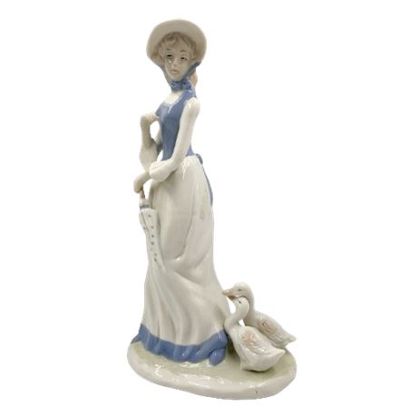 Duncan Royale Fine Porcelain Woman with Duck Figure