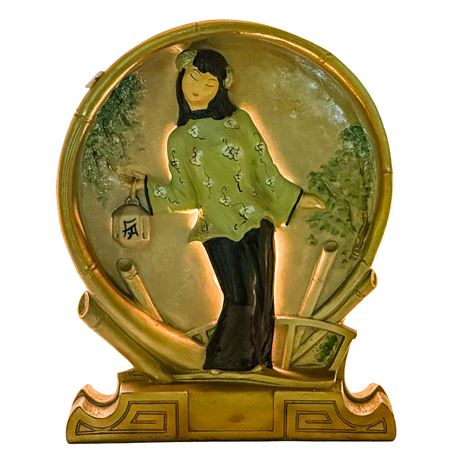 Vintage Florence Art Chinoiserie Chalkware TV Lamp
