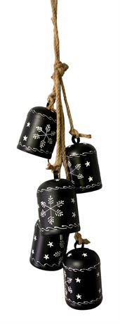 28” Long Black & White Scandinavian 5 Bell Swag Decoration
