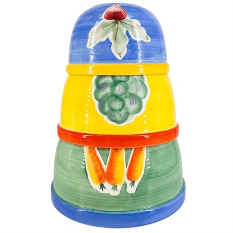 3pc Lillian Vernon Ceramic Hand-Painted Veggie Bowl Set