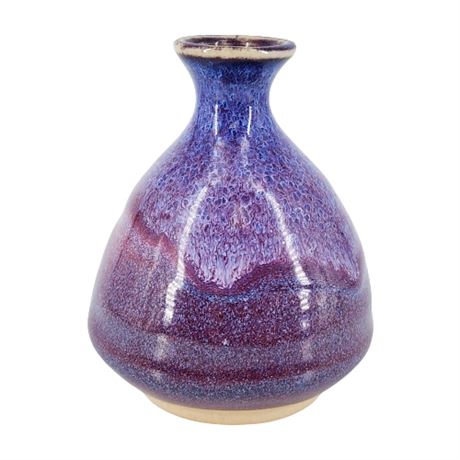 Purple Flambe Studio Pottery Bud Vase