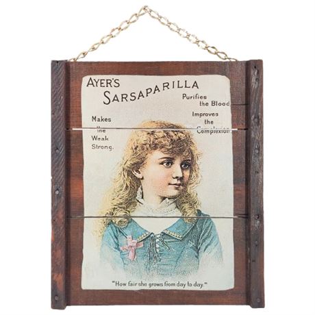 Vintage Ayer's Sarsaparilla Raisinrak Wall Hanging