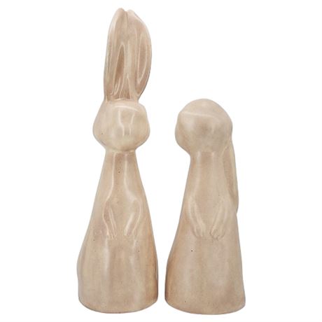 Pair Vintage Large Minimalist Ceramic Bunny Rabbits