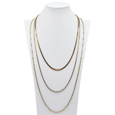 Three Vintage Gold Tone Chain Necklaces