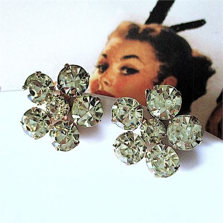 Vintage WEISS Large Crystal Rhinestone Earrings