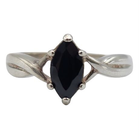 Signed Avon Sterling Silver Black Onyx Ring, Sz 10.5