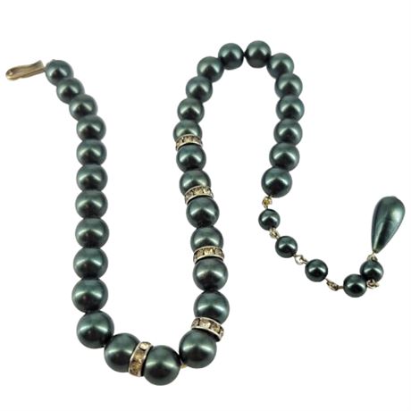 Vintage Emerald Green Faux Pearl Choker